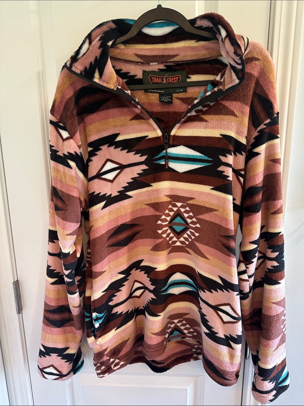 Women's Aztec Quarter-Zip Pullover - Pink/Brown
